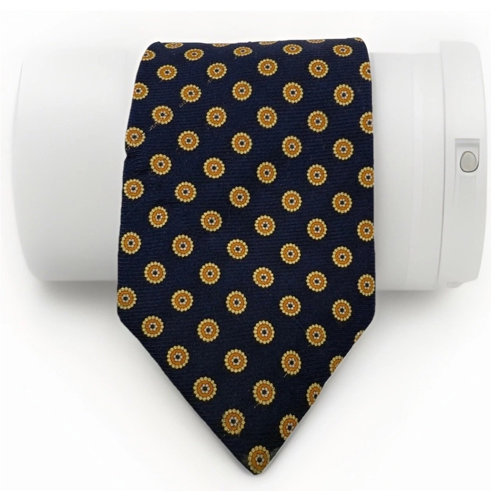 Claybrooke Necktie Floral Medallion Silk Tie Business Casual Career Blue Orange - Picture 4 of 4